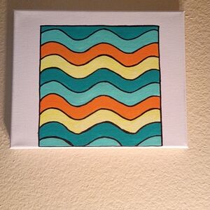 Handpainted Colorful Abstract Wave Art Canvas Wall Decor | 8x10 Original Piece